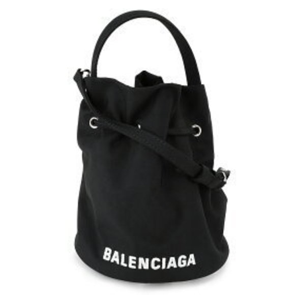 Balenciaga Wheel Drawstring Shoulder Bag Black - Picture 1 of 9